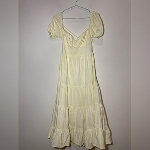 Womens' Pale Yellow Tiered Open Back Shein Dress